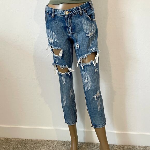ONE By One Teaspoon Distressed zip ankle low rise Trashed Free Birds J2 2204 - Picture 14 of 15